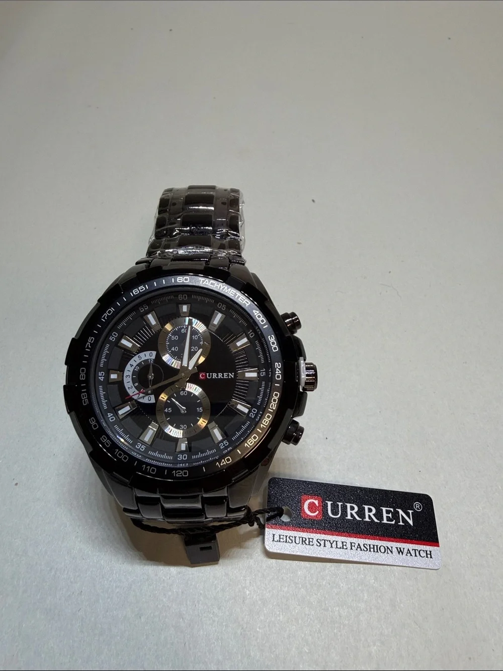 Black Men's Chronograph Stainless Steel Watch